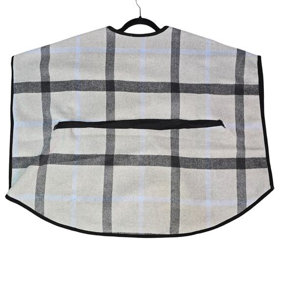 Favlux Fashion Poncho Womens Small Grey Plaid Wool Belt Equestrian Western Boho - Picture 4 of 12